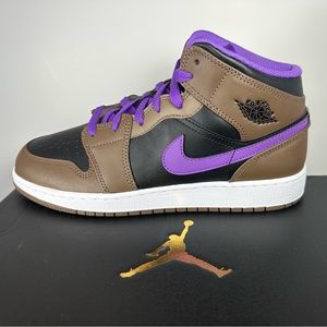 Nike Air Jordan 1 Mid Purple Mocha GS Sneaker DQ8423-215 New SZ 7Y Or WMNS 8.5